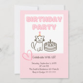 Adorable Cat&Cake Invitation Anniversaire (Devant)