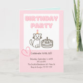 Adorable Cat&Cake Invitation Anniversaire (Devant)