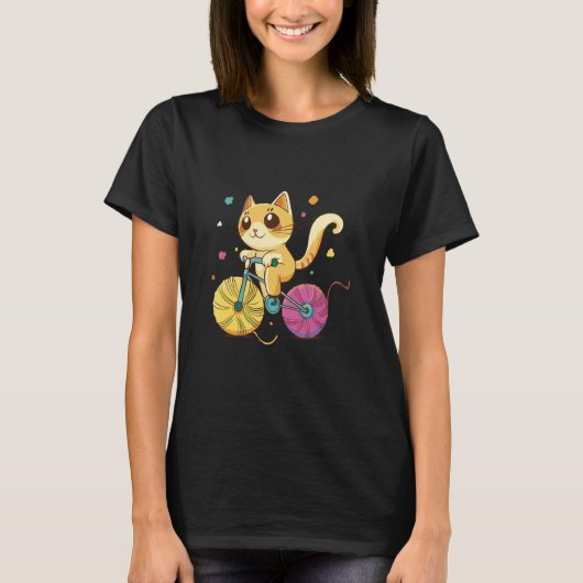 Adorable Cat Riding a Bike Playful & Charming Ill T-shirt (Voorkant)