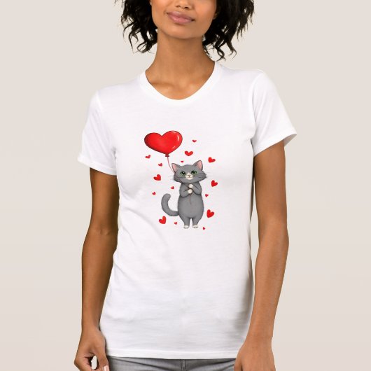 Adorable Cat Valentine's Gift Women's T-Shirt (Devant)
