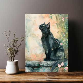 ADORABLE CAT WATERCOLOR ILLUSTRATION ACRYL BORD