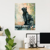 ADORABLE CAT WATERCOLOR ILLUSTRATION POSTER (Thuiskantoor)