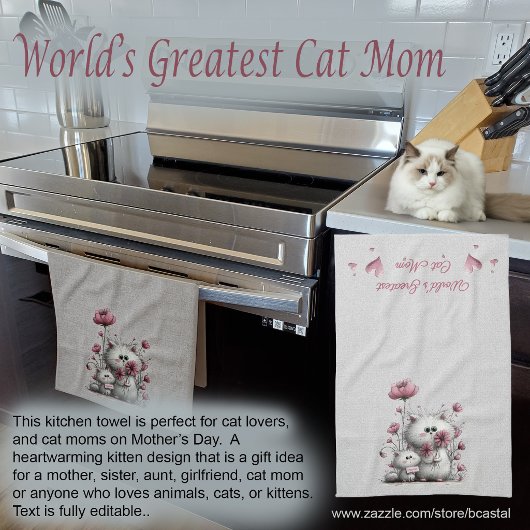 Adorable Cats Meow Kitchen Towel Theedoek
