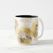 Adorable Cats Mug Gold White Watercolor (Devant droit)