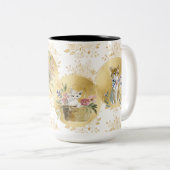 Adorable Cats Mug Gold White Watercolor 15 oz (Devant droit)