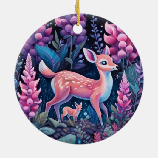 Adorable Cerf Aux Fleurs Ornement (Dos)