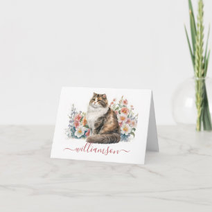 Adorable Chat dans le Jardin Aquarelle & Nom