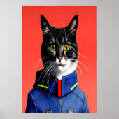 Adorable chat de pompier | AI Art Poster (Devant)