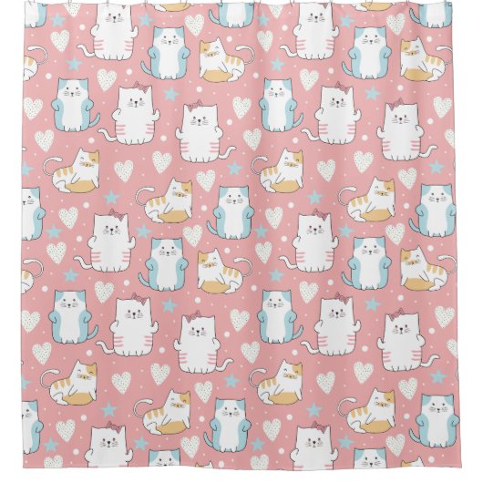 Adorable Chat Motif rideau de douche (Devant)