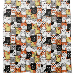 Adorable Chat Motif rideau de douche