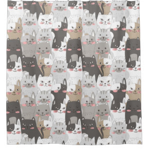 Adorable Chat Motif rideau de douche