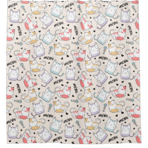 Adorable Chat Motif rideau de douche