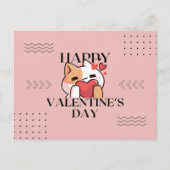 Adorable Chat Valentine's Day Carte postale (Devant)