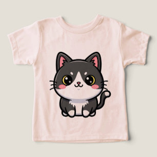 Adorable chaton kawaii noir et blanc