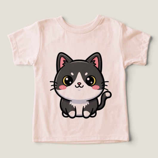 Adorable chaton kawaii noir et blanc (Design Recto)