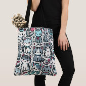 Adorable Chats Doodle tout-sur-impression Sac four (De près)