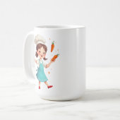 Adorable Chef Girl Mug with Carrots Design (Devant gauche)
