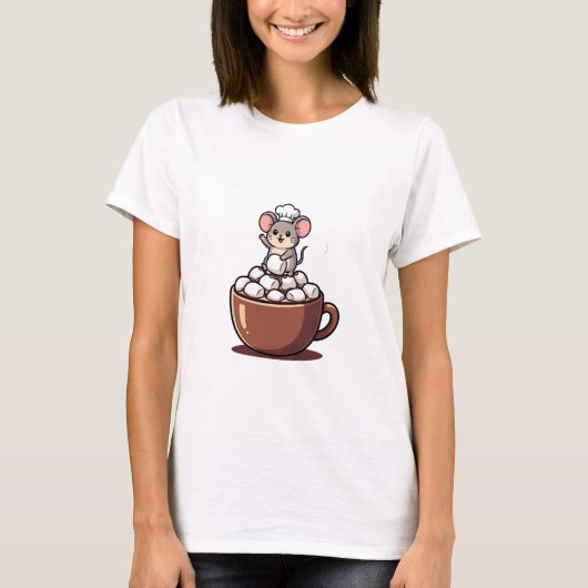 Adorable Chef Mouse Waving from a Marshmallow T-shirt (Voorkant)
