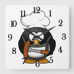 Adorable Chef Penguin (Personnalisable) - Horloge