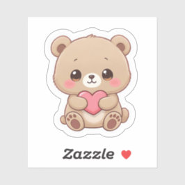 Adorable Chibi Bear with Heart  Sticker