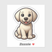 Adorable Chibi Cream Lab Puppy Sitting Sticker (Vel)