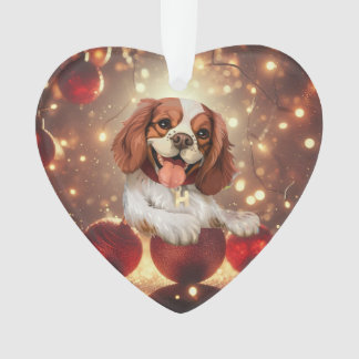 adorable chien de Noël coeur ornement