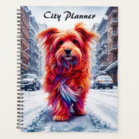 Adorable chien de rue dans la ville gelée d'hiver