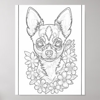 Adorable Chihuahua Puppy Coloring Page Poster
