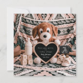 Adorable chiot ploucheux faire-part de grossesse (Devant)