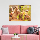 Adorable Chipmunk sur Statue Toile Enveloppée (Insitu(Salon))
