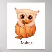Adorable Chouette Bébé Automne Avec Nom Poster (Devant)