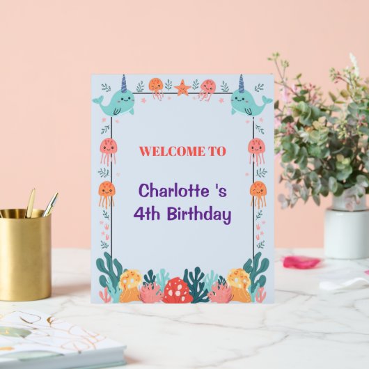 Adorable Chubby Narwhal Whale fish Seamless Sea Li (Mariage)