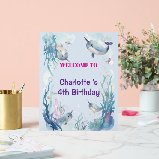 Adorable Chubby Narwhal Whale fish Seamless Sea Li (Mariage)