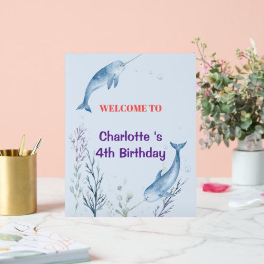 Adorable Chubby Narwhal Whale fish Seamless Sea Li (Mariage)