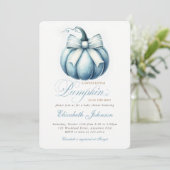 Adorable Citrouille bleu Baby shower Invitation (Debout devant)