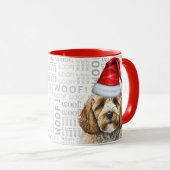Adorable Cockapo et Woof Art Christmas Mug (Devant droit)