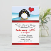 Adorable Coeur de pingouin Invitations de la Saint (Debout devant)