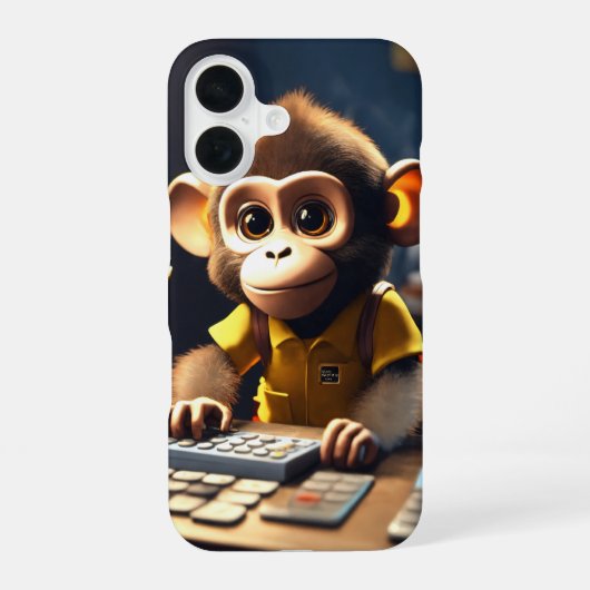 Adorable comptable singe iPhone 16 Coque (Verso)
