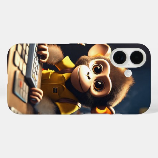 Adorable comptable singe iPhone 16 Coque (Verso (horizontal))