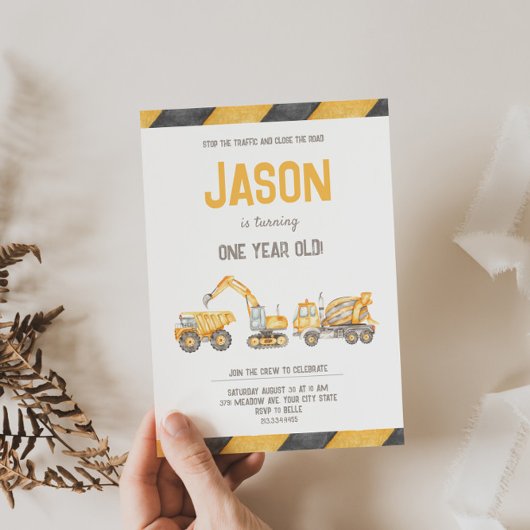 Adorable Construction Anniversaire Invitation