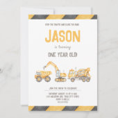Adorable Construction Anniversaire Invitation (Devant)