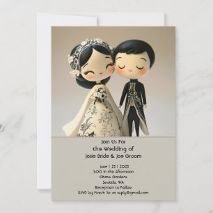 Adorable couple traditionnel faire-part de mariage