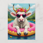 Adorable Cow on a Float Trip Briefkaart (Voorkant)