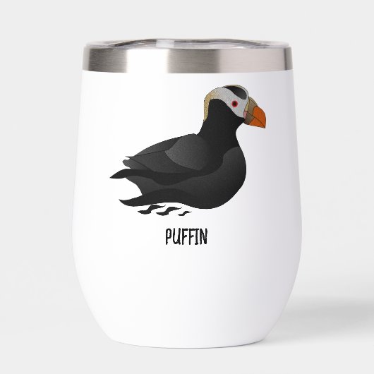 Adorable Crested Puffin Cartoon Natation (Arrière)