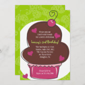 Adorable Cupcake Anniversaire Invitation (Devant / Derrière)