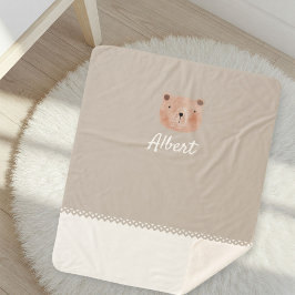 Adorable Customizable Baby Blanket with Bear  Sherpa Deken