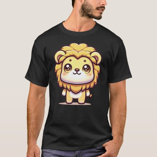 Adorable Cute Japanese Kawaii Chibi Lion T-shirt (Voorkant)