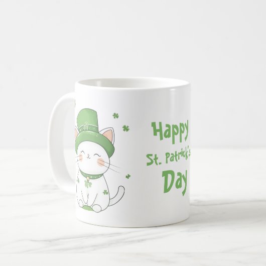 Adorable Cute Kawaii Chat St. Patrick’s Day Mug (Devant gauche)