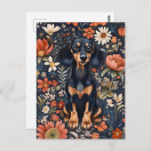 Adorable Dachshund Surrounded By Vibrant Flowers Briefkaart (Voorkant / Achterkant)