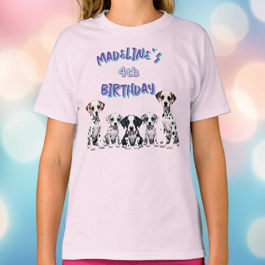 Adorable Dalmatian Puppies Girl's Birthday T-shirt